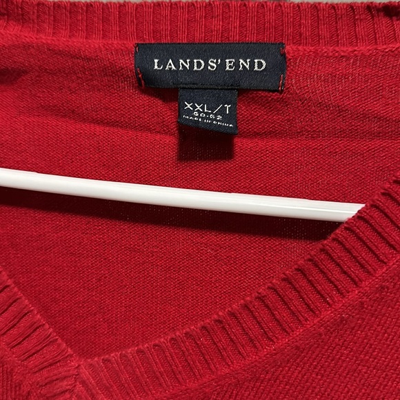 Lands’ End Red V-Neck Sweater Size XXLT - Picture 3 of 3